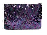 供应2018新款紫色珠片手拿化妆品收纳包化妆包;