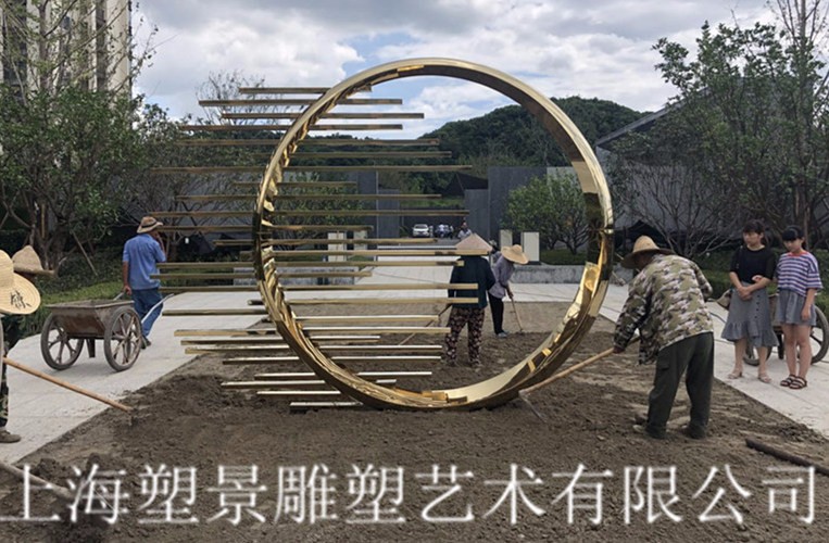 朔州塑景制作不锈钢雕塑 电镀圆形景观艺术