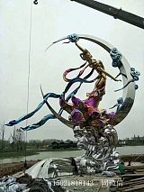 衡州不锈钢烤漆雕塑 嫦娥奔月城市景观摆件;