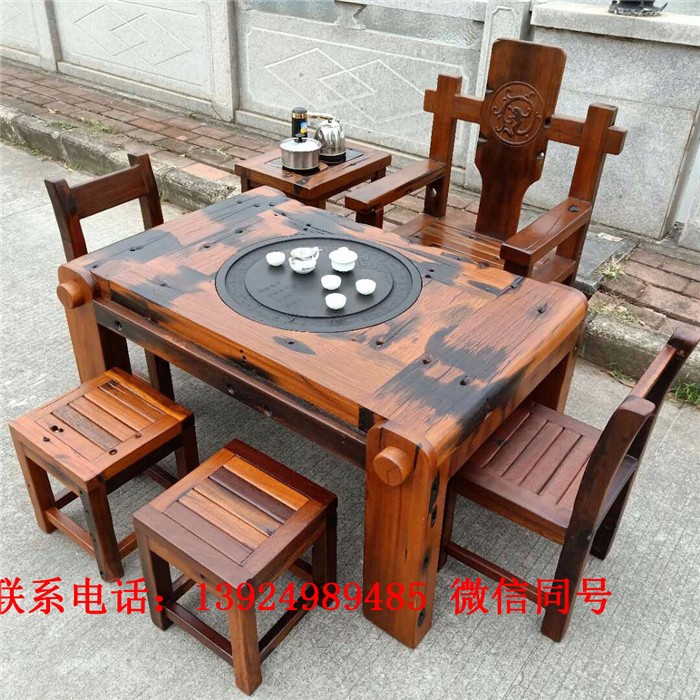 老船木茶桌椅组合 实木茶桌家具中式功夫茶几泡茶台户外阳台小型