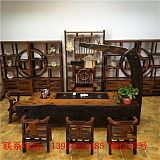 中式老船木茶桌椅组合特价休闲茶台实木功夫茶几古船木船板茶艺桌;