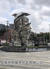 不锈钢海豚雕塑 城市广场大型动物雕塑;