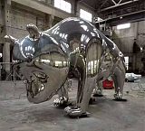 宝鸡创意不锈钢镜面熊猫雕塑 户外不锈钢动物雕塑系列加工