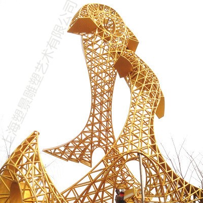 吉林 城市景观不锈钢金色鱼雕塑 抽象镂空金鱼雕塑施工图