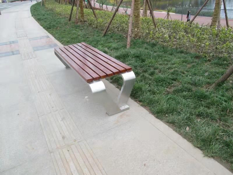 铸铝公园休闲椅，实木户外休闲椅