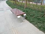铸铝公园休闲椅，实木户外休闲椅