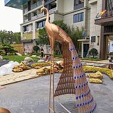 菏泽产业园景观孔雀雕塑 不锈钢拉丝孔雀定制厂家;