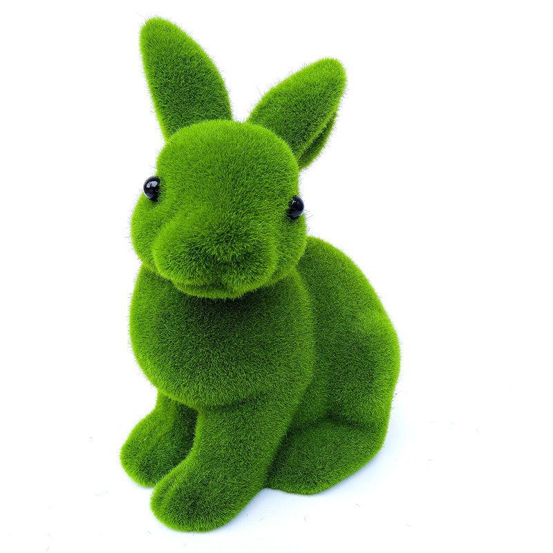仿真动物摆件 圣诞装饰动物 仿真兔子装饰 人造景观 青苔植绒假动物