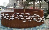 兰州红锈耐候钢板浮雕花池 城市景观树围挡定制
