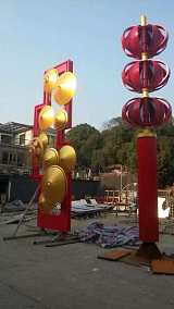 江岸旅游区文化不锈钢灯笼雕塑 金属小型伞摆件;