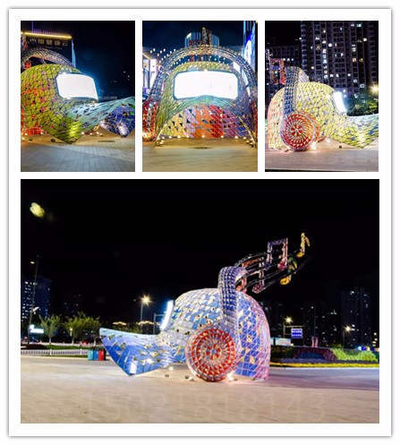 宁夏灯光节雕塑 广场不锈钢炫彩帽子雕塑定制
