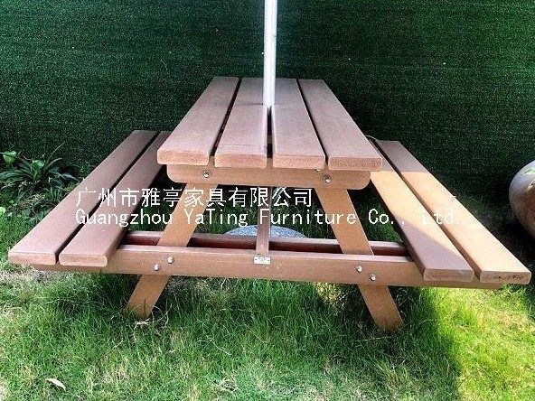 厂家直销YT-353B雅亭户外桌椅塑木连体野餐桌椅组合