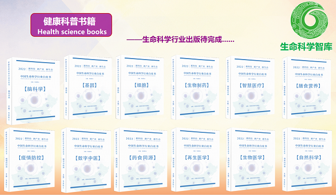 系列丛书分册有：基因篇、细胞篇、生物制药篇、智慧医疗篇、膳食营养篇、脑科学篇、疫情防控篇、数字中医篇、药食同源篇、再生医学篇、生物医学篇、自然科学篇等等.png