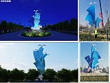 常州城市标志夜景灯光雕塑 不锈钢浪尖上的海鸥雕塑定制