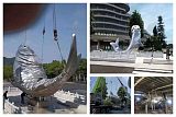 威海广场鲤鱼不锈钢镜面雕塑定制;