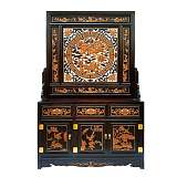 中式古典入户实木玄关柜客厅储物柜中国风家用雕花彩绘屏风隔断;