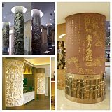 上海商场酒店门柱雕塑 不锈钢鎏金浮雕景观柱