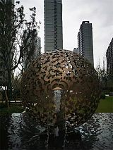 杭州天境小区入口 水景流水球雕塑 景观小品定制