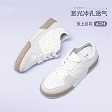 赫升女士低幫滑板休閑小白鞋;
