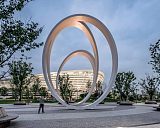 烟台广场中心环环相扣雕塑 圆环雕塑不锈钢造景;