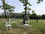 上海塑景园林雕塑 抽象不锈钢管座椅雕塑制作;