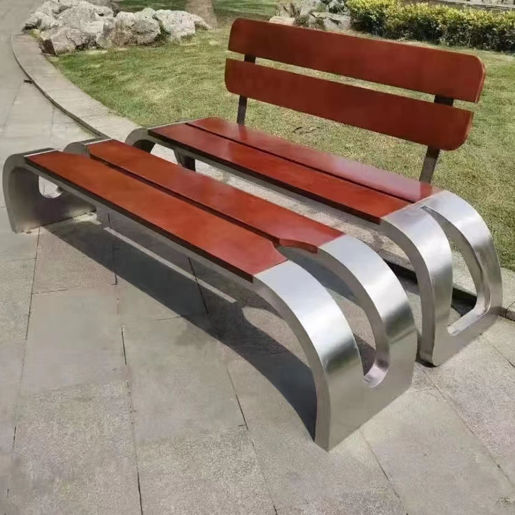 沈阳不锈钢公园椅实木塑木户外休闲椅