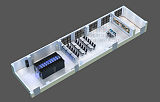 绍兴数据中心机房效果图设计_IDC微模块机房鸟瞰图;