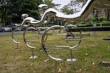 沈阳运动主题白钢镜面雕塑系列 骑车抽象雕塑制作;