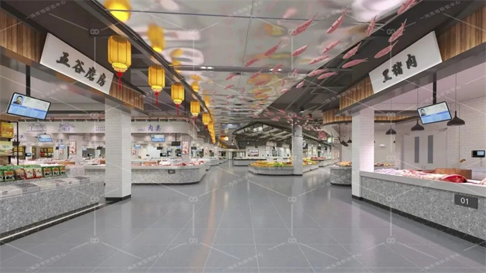 安徽宣城中心菜市场室内效果图设计— 杭州一鸿农贸市场设计院