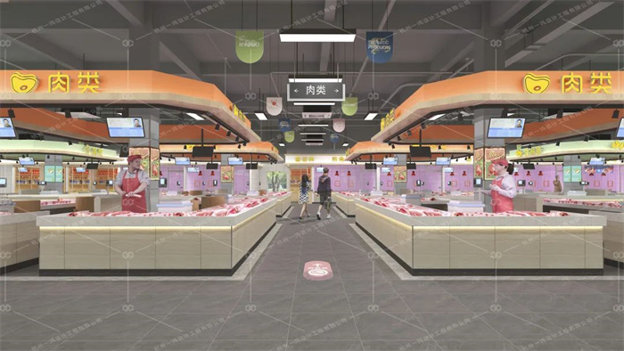 凤台中安智慧农贸市场肉摊设计— 杭州一鸿农贸市场设计院