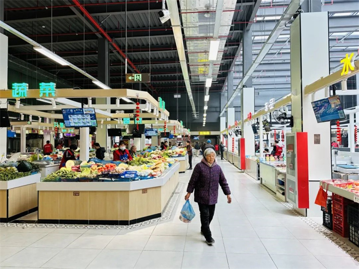 杨市市场重建改造蔬菜摊实景图—杭州一鸿农贸市场设计院