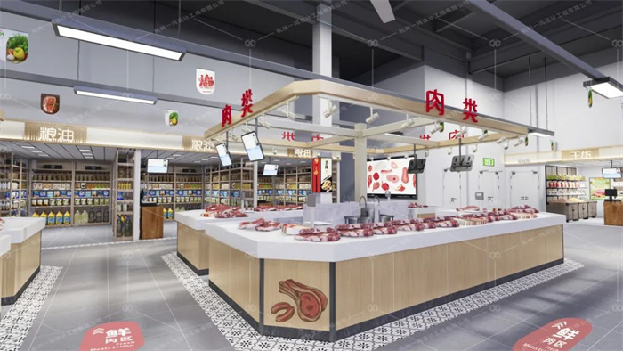 杨市市场重建改造肉摊效果图—杭州一鸿农贸市场设计院