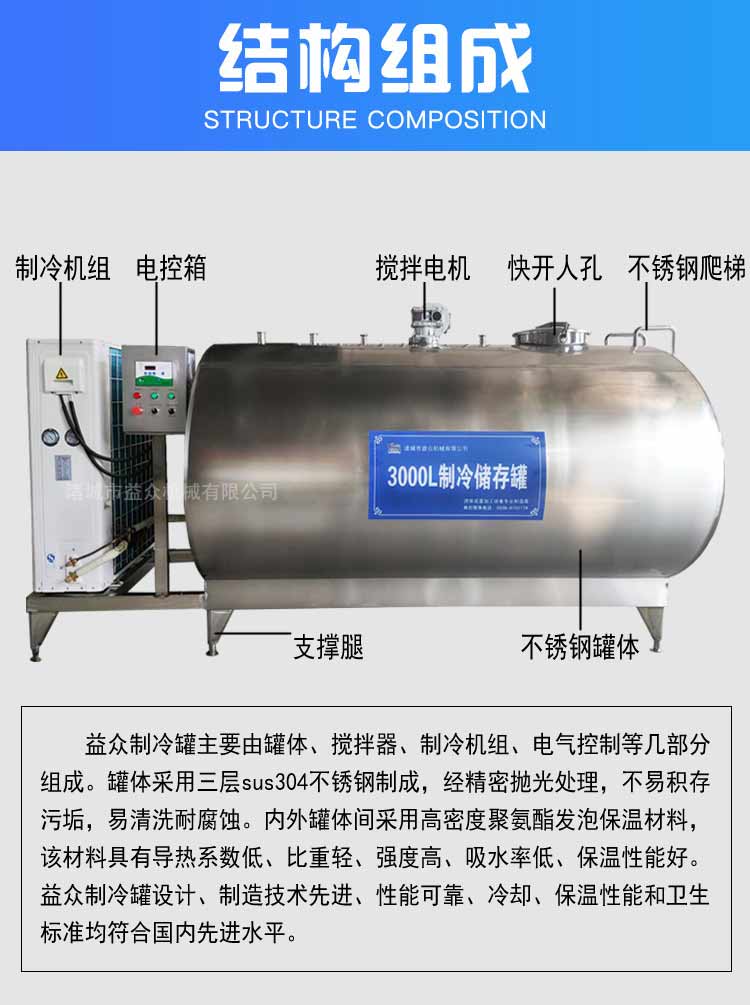 小型鲜奶立式直冷式奶罐