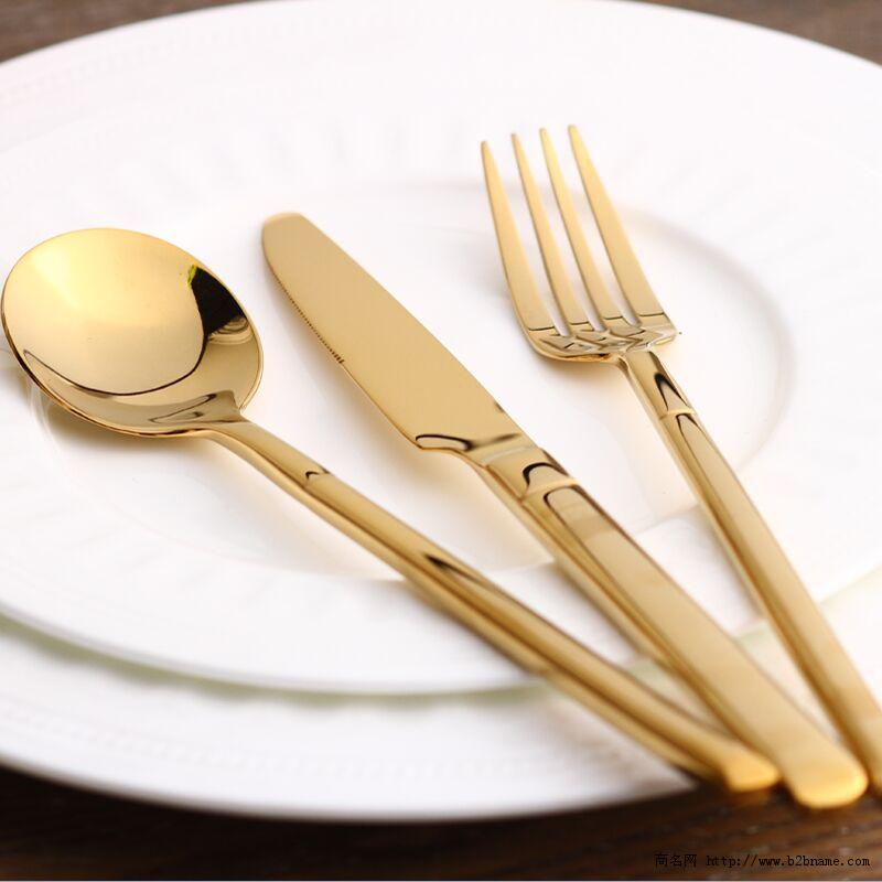 黄金色不锈钢刀叉勺 西餐厅酒店用品餐具
