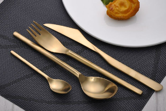 供应 勇士/Zara 304不锈钢西餐刀叉勺四件套 电镀黑金色刀叉套装