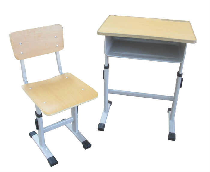 钢木课桌椅升降塑钢单人课桌凳