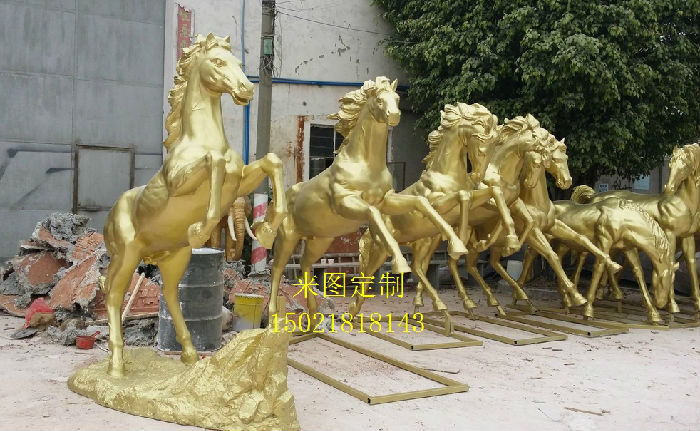 杭州玻璃钢雕塑公司 制作 玻璃钢骏马雕塑 室外 仿真动物雕塑