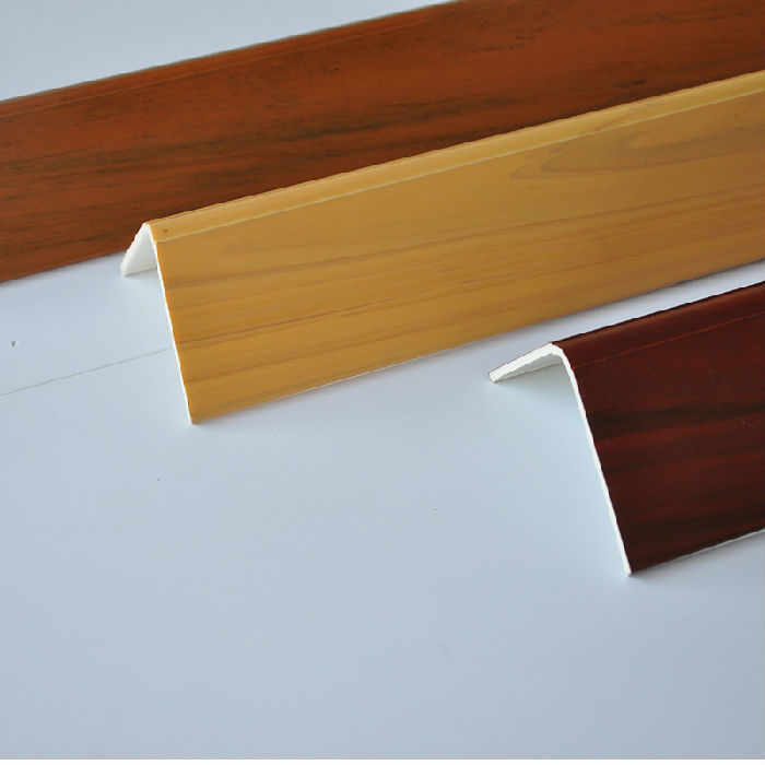 供应PVC异型材 装饰护角收口修边阳角线木纹墙角防撞护角条