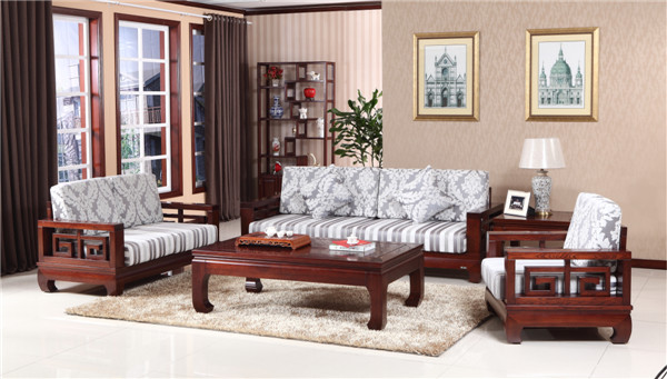 山东木言木语大户型中式沙发，现代中式装修实木家具*选