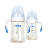 厂家批发婴儿奶瓶宽口防胀气带手柄奶瓶